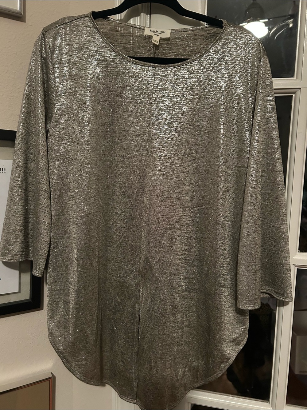 Kim & Cami Silver Metallic Scoop Neck Tunic